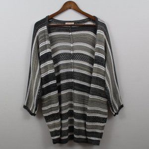 Skies Are Blue Striped White, Gray, & Tan Cardigan